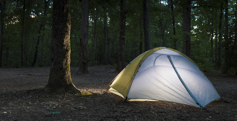 Remote evening campsite