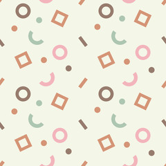 Memphis seamless pattern. Geometric seamless pattern in 80s style. Retro motif. Textile rapport.