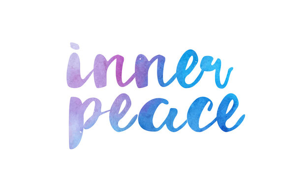 inner peace watercolor hand written text positive quote inspiration typography design