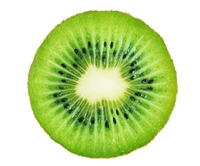 Slice of kiwi fruit isolated on white background. 