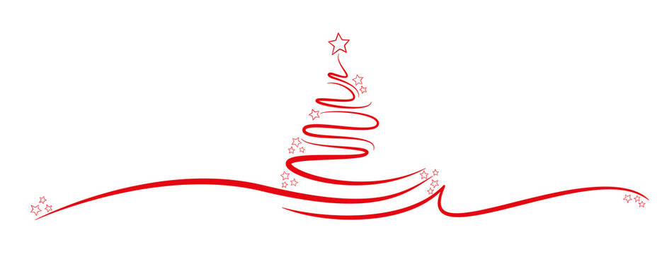 Weihnachtsbaum schwung Pinselstrich rot