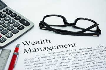 wealth management text of business concept background