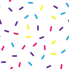 Festival seamless pattern with confetti or donut's glaze, sprinkles. Repeating background, vector illustration