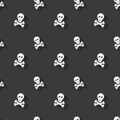 Skull And Bones Halloween Seamless Pattern Dark Background