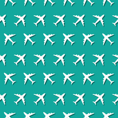 Airplane Commercial Aviation Symbol Seamless Pattern