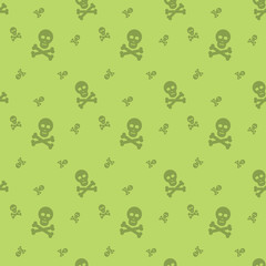 Fototapeta premium Skull And Bones Halloween Seamless Silhouette Pattern
