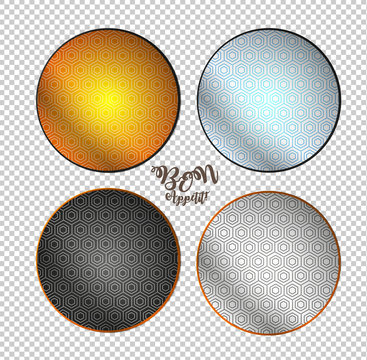 Bon appetit. Empty plates on a checkered background. Plates with a geometric pattern.