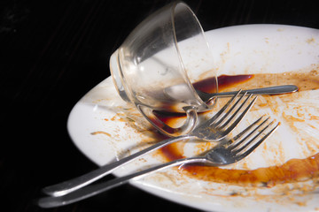 dirty dishes in sink