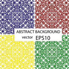 Set of abstract colour backgrounds, seamless texture. Deep blue, deep red, yellow and green colours.
