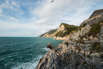 Fototapeta na wymiar La scogliera a Portovenere, La Spezia, Golfo dei Poeti, Liguria, Italia