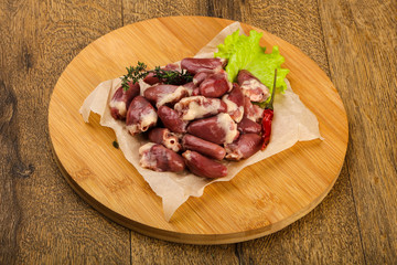 Raw chicken hearts