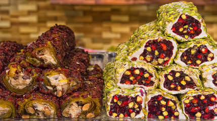 Traditional turkish sweets rahat lokum. Kemer Turkey