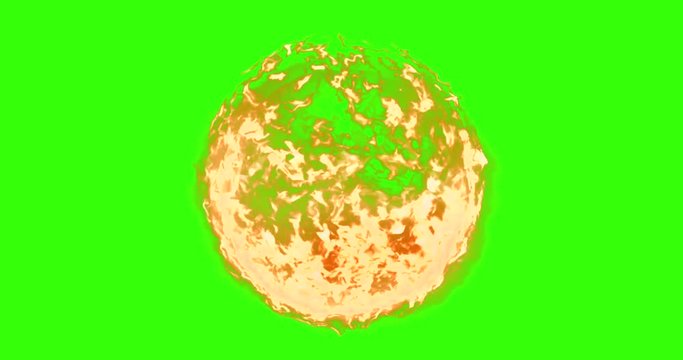 real, ball of flame fire in chroma key green screen background, dangerous flame concept