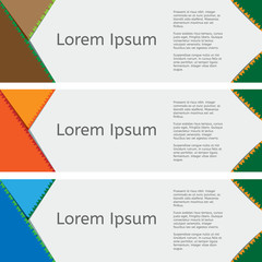 Three colored background. A set of banners for the site. Present