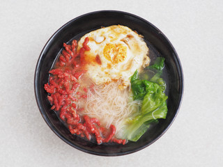 Aged rice wine boiled thin noodles, one of the  popular food in Matsu,Taiwan. 