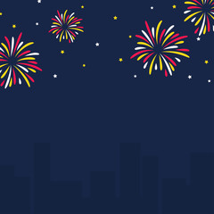 Fototapeta na wymiar Fireworks and stars celebration themed banner