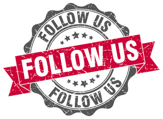 follow us stamp. sign. seal