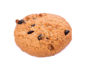 Chocolate chip cookie in bolwl on white background