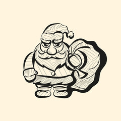 Vector old Santa hand drawn sketch