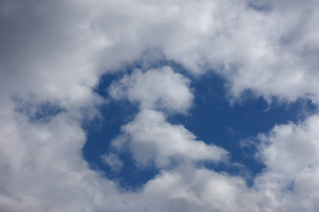 雲間に浮かぶ雲と青空「空想・雲のモンスター」
