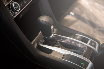 Automatic transmission gear of car, interior car detail.