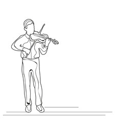 isolated sketch boy playing the violin