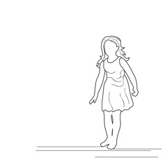 isolated, sketch little girl