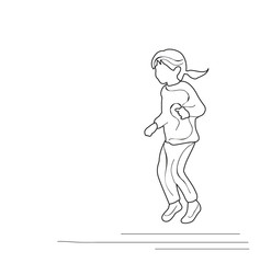 isolated, sketch little girl jumping