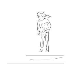 isolated, sketch little girl jumping