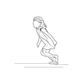 isolated, sketch little girl running