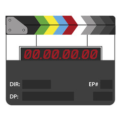 Fototapeta na wymiar Clapper board illustration isolated on white background. Clapper board icon for infographic, website or apps. 