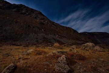 Moonlight night in the Altai Mountains