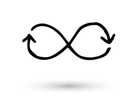 Infinity symbol arrowshand drawn with ink brush