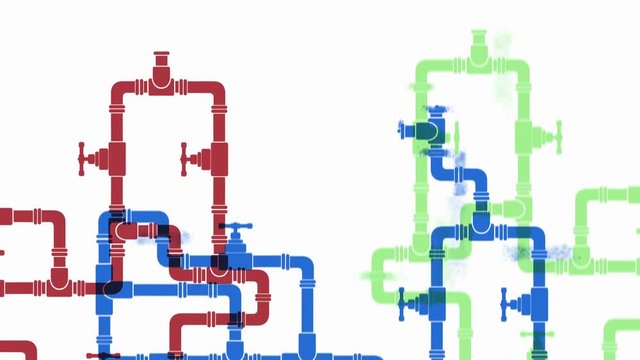 Growth of water supply systems. Flat looped animation.