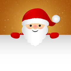 Christmas background with happy Santa Claus and copyspace. Vector.