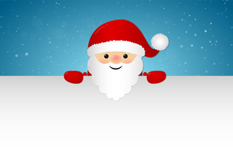 Christmas background with happy Santa Claus and copyspace. Vector.