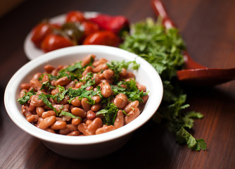 Lobio Georgian dish with red beans, spices and herbs.