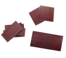 chocolate pieces isolated on white background