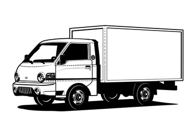 Vector truck outline template isolated on white