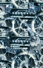 grey industrial seamless background with gears