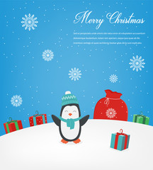 Christmas greeting card with Merry Christmas wishes. Vector 