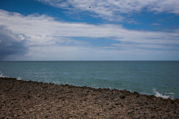 Marine landscape with a coral formation on foreground