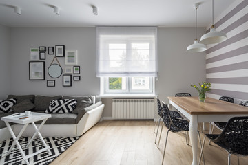Apartment with sofa and table
