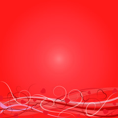 Background-Red with Hearts and Swirls