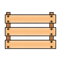 wooden basket flat in colored crayon silhouette