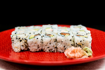 Japanese food Sushi Roll Maki of Salmon and avocado