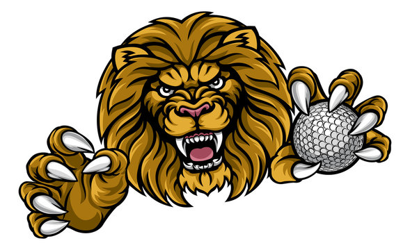 Lion Golf Ball Sports Mascot