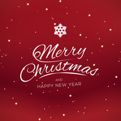 Merry christmas and Happy New Year greeting card typography flyer template with lettering. Poster, card, label, banner and reindeer design. Vector illustration