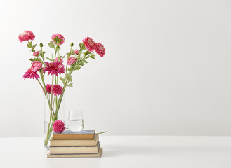 modern flowers books and isolated