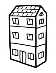 house / cartoon vector and illustration, black and white, hand drawn, sketch style, isolated on white background.